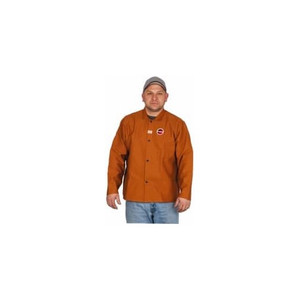 Stanco Safety Products Size 3XL Brown Welding & Flame Resistant/Retardant Jacket 54-56" Chest, Cotton, Snaps Closure, 1 Pocket W630-XXXL - 07521545