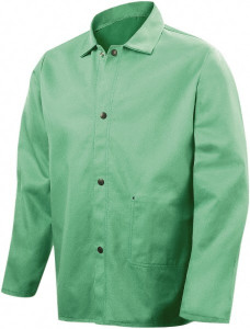 Steiner Size 2XL Green Welding & Flame Resistant/Retardant Jacket 56-58" Chest, Cotton, Snaps Closure, 1 Pocket 1038-2X - 45116936