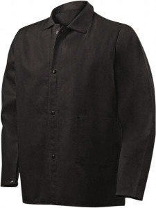 Steiner Size XL Black Welding & Flame Resistant/Retardant Jacket 52-54" Chest, Cotton, Snaps Closure, 1 Pocket 1080-X - 62870456