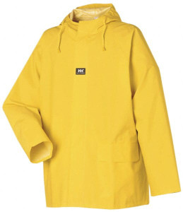 Helly Hansen Size M Yellow Rain Jacket 2 Pockets, 38-40" Chest, PVC & Polyester, Snap Closure 70129_310-M - 09221474