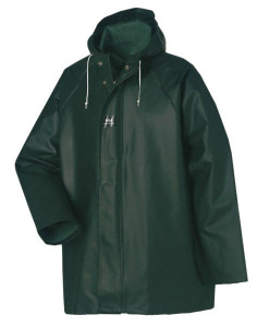 Helly Hansen Size M Green Rain Jacket 38-40" Chest, PVC & Cotton, Snap Closure 70300_490-M - 81735664