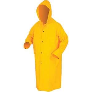 MCR Safety Size 3XL Yellow Rain Coat 2 Pockets, 63" Chest, 0.35mm PVC & Polyester, Detachable Hood, Fly Front & Snaps Closure, Take Up Snaps at Wrists 200C-3XL - 36775880