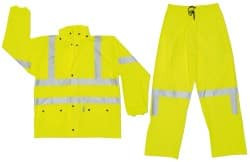 MCR Safety Size L Lime Rain Disposable Encapsulated Suit 0.4mm PU, Cotton & Polyester, Snap Closure 5182L - 51377562