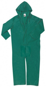 MCR Safety Size M Green Rain Limited Flammability Coverall 40" Chest, PVC & Polyester, Zipper Closure, Welded Seams, Take Up Snaps at Wrists, Snap Ankles 3881M - 72981137