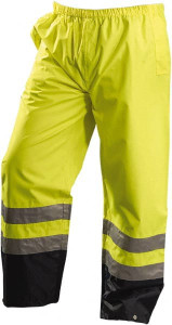 OccuNomix Size L Hi-Viz Yellow Rain Pants 2 Pockets, Polyester, Open Ankles LUX-TENR-YL - 54645684