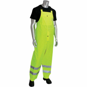 PIP Size XL Hi-Viz Yellow Waterproof Bib Overall 1 Pocket, Polyester, Snap Closure, Bib Overalls, Snap Fly 353-2001-LY/XL - 39372420