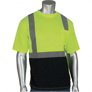 PIP Size XL Black & Hi-Vis Yellow High Visibility Short Sleeve T-Shirt Polyester 312-1250B-LY/XL - 48064257
