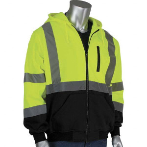 PIP Size S Black & Hi-Vis Yellow High Visibility Long Sleeve Sweatshirt Fleece 323-1370B-LY/S - 48064471