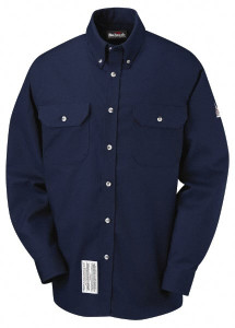 VF Imagewear Size 3XL Navy Blue Flame Resistant/Retardant Long Sleeve Button Down Shirt 67-3/8" Chest, 2 Pockets, Excel FR ComforTouch SLU2NV-RG-3XL - 76008085