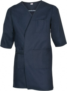 PRO-SAFE Size M Navy Blue Smock with 5 Pockets Polyester and Cotton, Buttonless and Ties In Back PS-725-PCN-M - 06649768
