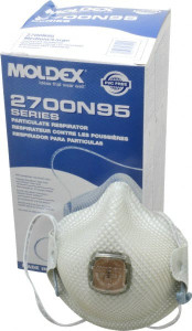 Moldex N95, Size Universal, Particulate Respirator Exhalation Valve, Flame Resistant, Latex Components 2700N95 - 00676320