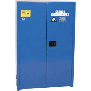 Eagle Manufacturing 1 Door, 2 Shelf, Blue Steel Standard Safety Cabinet for Corrosive Chemicals 65" High x 43" Wide x 18" Deep, Manual Closing Door, 3 Point Key Lock, 45 Gal Capacity CRA45 - 06545271