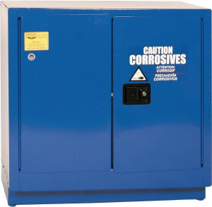 Eagle Manufacturing 2 Door, 1 Shelf, Blue Steel Under the Counter Safety Cabinet for Corrosive Chemicals 35" High x 35" Wide x 22" Deep, Self Closing Door, 3 Point Key Lock, 22 Gal Capacity CRA-70 - 67317214