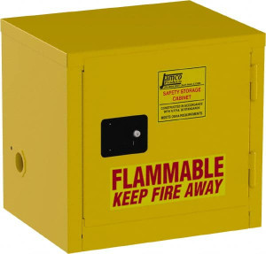 Jamco 1 Door, Yellow Steel Double Wall Safety Cabinet for Flammable and Combustible Liquids 22" High x 18" Wide x 23" Deep, Manual Closing Door, 3 Point Key Lock, 6 Gal Capacity BY06-YP - 52172954