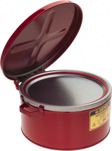 Justrite 3 Gallon Capacity, Coated Steel, Red Bench Can 6 Inch High x 13-1/2 Inch Diameter, 12-1/8 Inch Dasher Diameter 10775 - 89848279