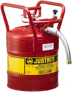 Justrite 5 Gal Brass Type II DOT Safety Can 17-1/2" High x 11-3/4" Diam, Red 7350130 - 42647834