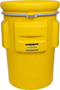 Eagle Manufacturing 95 Gallon Capacity, Metal Band with Bolt Closure, Yellow Salvage Drum 55 Gallon Container, Polyethylene, 748 Lb. Capacity, UN 1H2/X340/S Listing 1695 - 06545586