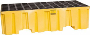 Eagle Manufacturing 66 Gal Sump, 4,000 Lb Capacity, 2 Drum, Polyethylene Spill Deck or Pallet 51" Long x 26-1/4" Wide x 13-3/4" High, Yellow, Liftable Fork, Vertical, 2 x 2 Drum Configuration 1620ND - 60381134
