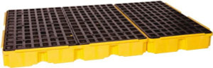 Eagle Manufacturing 88 Gal Sump, 8,000 Lb Capacity, 6 Drum, Polyethylene Platform 78.25" Long x 51-1/2" Wide x 6-1/2" High, Yellow, Drain Included, Low Profile, Vertical, 2 x 3 Drum Configuration 1686D - 60381191