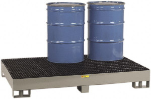 Little Giant 99 Gal Sump, 6,000 Lb Capacity, 6 Drum, Steel Spill Deck or Pallet 51" Long x 76" Wide x 10-1/2" High, Gray and Black, Liftable Fork, Vertical, 2 x 3 Drum Configuration SST-5176 - 93388700