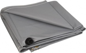 PRO-SAFE Tarp-Shaped Heavy Duty Flame Retardant Roof Leak Diverter 12 ft. Long x 12 ft. Wide x 18 mil Thick, Gray LKDVT12X12-FR - 80882376