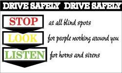AccuformNMC Drive Safely - Stop at All Blind Spots, Look for People Working Around You, Listen for Horns and Sirens, 60 Inch Long x 36 Inch High, Safety Banner Polyethylene, English, Printed on 1 Side BT522 - 05196308