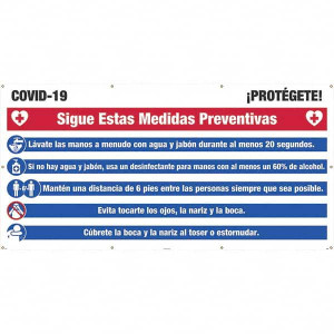 AccuformNMC Banners, Message Type: Safety Reinforcement & Motivational, Legend: COVID-19 - PROTEGETE, Graphic: None, Material Type: Mesh, Language: Spanish, Length (Inch): 120 SPBT561 - 17004714