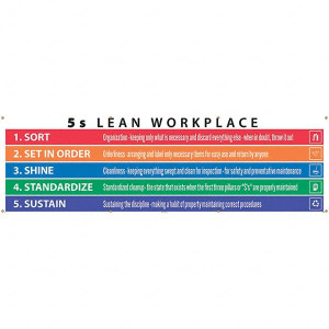 AccuformNMC Banners, Message Type: Safety Reinforcement & Motivational, Legend: 5s Lean Workplace, Graphic: None, Material Type: Polyethylene, Language: English, Length (Inch): 120 BT56 - 31475429
