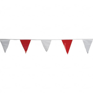 PRO-SAFE Pennants, Color: Red/White, Overall Length (Feet): 100.00, Pennant Length (Inch): 18, Pennant Width (Inch): 12, Material: Vinyl, Tensile Strength (Lb./Inch): 107 03-401 - 31549181