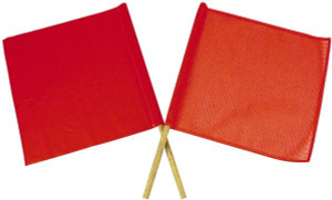 AccuformNMC 18 Inch Wide x 18 Inch High, Plastic, Diagonal Warning Flag 30 Inch Overall Height, 3/4 Inch Dowel Handle, Red Orange STF2 - 77556926