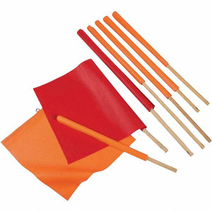 PRO-SAFE 1 50-Piece 18 x 18" Red-Orange Vinyl Flags 18" OAH, 2" Dowel Diam 03-229-3404 - 31619208