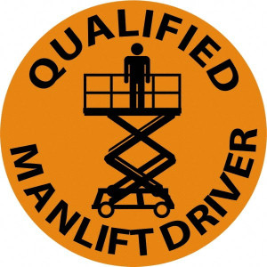AccuformNMC 25 Qty 1 Pack Qualified Man Lift Driver, Hard Hat Label Black on Orange, 2" Thick, For Certified Operator HH83 - 05199450