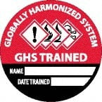 AccuformNMC Pack of 25 Globally Harmonized System GHS Trained - Name  Date Trained, Hard Hat Labels Diamond, Black & White on Red, 0.004" Thick, Indoor or Outdoor, Adhesive Backed, For Accident Prevention HH144 - 37663978