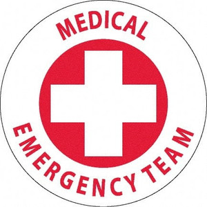 AccuformNMC Pack of 25 Medical Emergency Team, Hard Hat Labels Red on White, 0.045" Thick, For Accident Prevention HH48R - 37666278