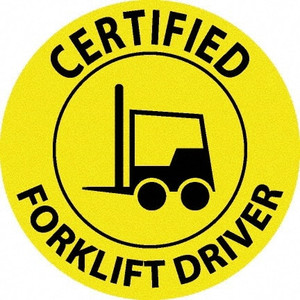 AccuformNMC Pack of 25 Certified Forklift Driver, Hard Hat Labels Black on Yellow, 0.045" Thick, For Accident Prevention HH66R - 37666534