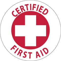 AccuformNMC 25 Qty 1 Pack Certified First Aid, Hard Hat Label Red on White, 2" Thick, For Accident Prevention HH35 - 82151754