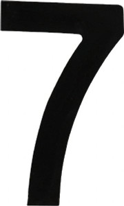 Made in USA Number Label Legend: 7, English, 1" Wide, Black, Pressure Sensitive Vinyl DBV-1-7-10 - 36932432