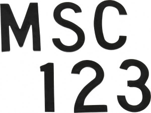 Made in USA Letter Label Legend: Comp. Set, English, 1" Wide, Black, Pressure Sensitive Vinyl DBV-1-107-PC - 36932473
