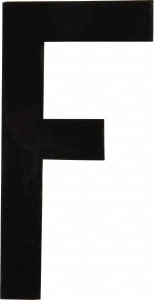 Made in USA Letter Label Legend: F, English, 3" Wide, Black, Pressure Sensitive Vinyl DBV-3-F-10 - 36933356