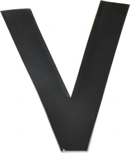 Made in USA Letter Label Legend: V, English, 3" Wide, Black, Pressure Sensitive Vinyl DBV-3-V-10 - 36933521