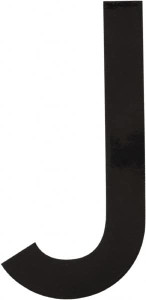 Made in USA Letter Label Legend: J, English, 6" Wide, Black, Pressure Sensitive Vinyl DBV-6-J-10 - 36934594