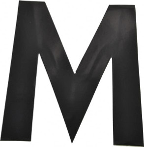 Made in USA Letter Label Legend: M, English, 6" Wide, Black, Pressure Sensitive Vinyl DBV-6-M-10 - 36934628