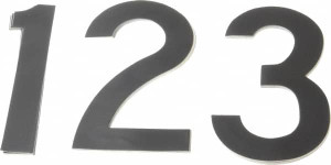 Made in USA Letter Label Legend: Number Set, English, 6" Wide, Black, Pressure Sensitive Vinyl DBV-6-NUM-100 - 36934891