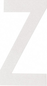 Made in USA Letter Label Legend: Z, English, 3" Wide, White, Pressure Sensitive Reflective Film DWR-3-Z-5 - 36936326