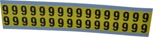 Made in USA Number Label Legend: 9, English, 9/16 x 3/4", Pressure Sensitive Vinyl Coated Cloth SB3-9 - 36943843