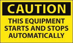 AccuformNMC 5 Qty 1 Pack Accident Prevention Label, Header: CAUTION Legend: Caution - This Equipment Starts & Stops Automatically, English, 5 x 3", Black, Yellow, Pressure Sensitive Vinyl C618AP - 04776217