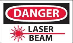 AccuformNMC 5 Qty 1 Pack Accident Prevention Label, Header: DANGER Legend: Danger - Laser Beam, Graphic: Laser Beam, English, 5 x 3", Red, Black, White, Pressure Sensitive Vinyl D639AP - 04902979