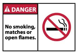 AccuformNMC 5 Qty 1 Pack Accident Prevention Label, Header: DANGER Legend: Danger - No Smoking, Matches or Open Flames, Graphic: No Smoking, English, 5 x 3", Red, Black, White, Pressure Sensitive Vinyl DGA6AP - 07611072