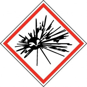AccuformNMC Hazardous Materials Label, Header: Explosive Warning Legend: GHS - Graphic, Graphic: Explosive Hazard, English, 4 x 4", Black, Red, Pressure Sensitive Vinyl GHS2024ALV2 - 36523173