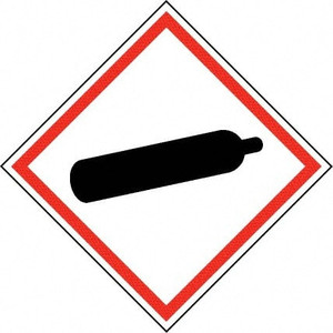 AccuformNMC Hazardous Materials Label, Header: Compressed Gas Warning Legend: GHS - Graphic, Graphic: Compressed Gas Hazard, English, 4 x 4", Black, Red, Pressure Sensitive Vinyl GHS2044ALV2 - 36523223